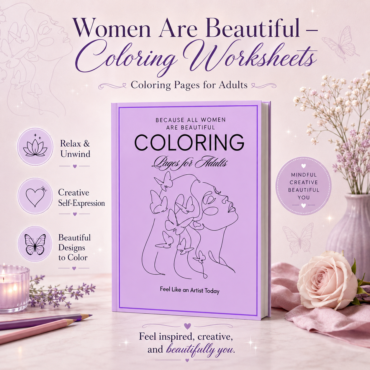 For Moms: Women are Beautiful- Coloring Worksheets